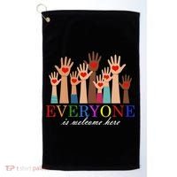 Everyone Is Welcome Here Idaho Teacher Support Lgbt Heart Golf Towel thumb 0