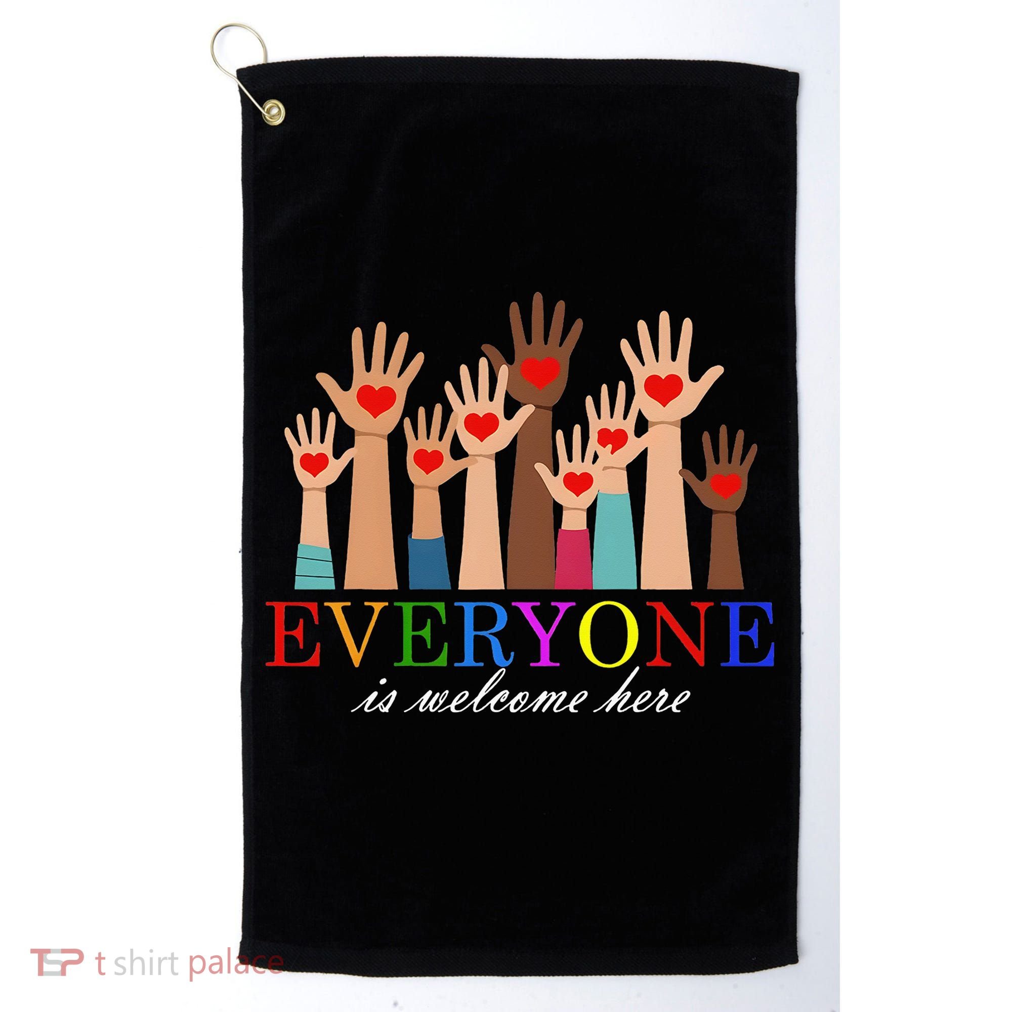 Everyone Is Welcome Here Idaho Teacher Support Lgbt Heart Golf Towel