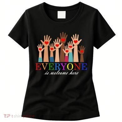 Everyone Is Welcome Here Idaho Teacher Support Lgbt Heart Women's T-Shirt