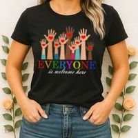 Everyone Is Welcome Here Idaho Teacher Support Lgbt Heart Women's T-Shirt thumb 2