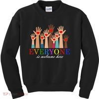 Everyone Is Welcome Here Idaho Teacher Support Lgbt Heart Kids Sweatshirt thumb 0