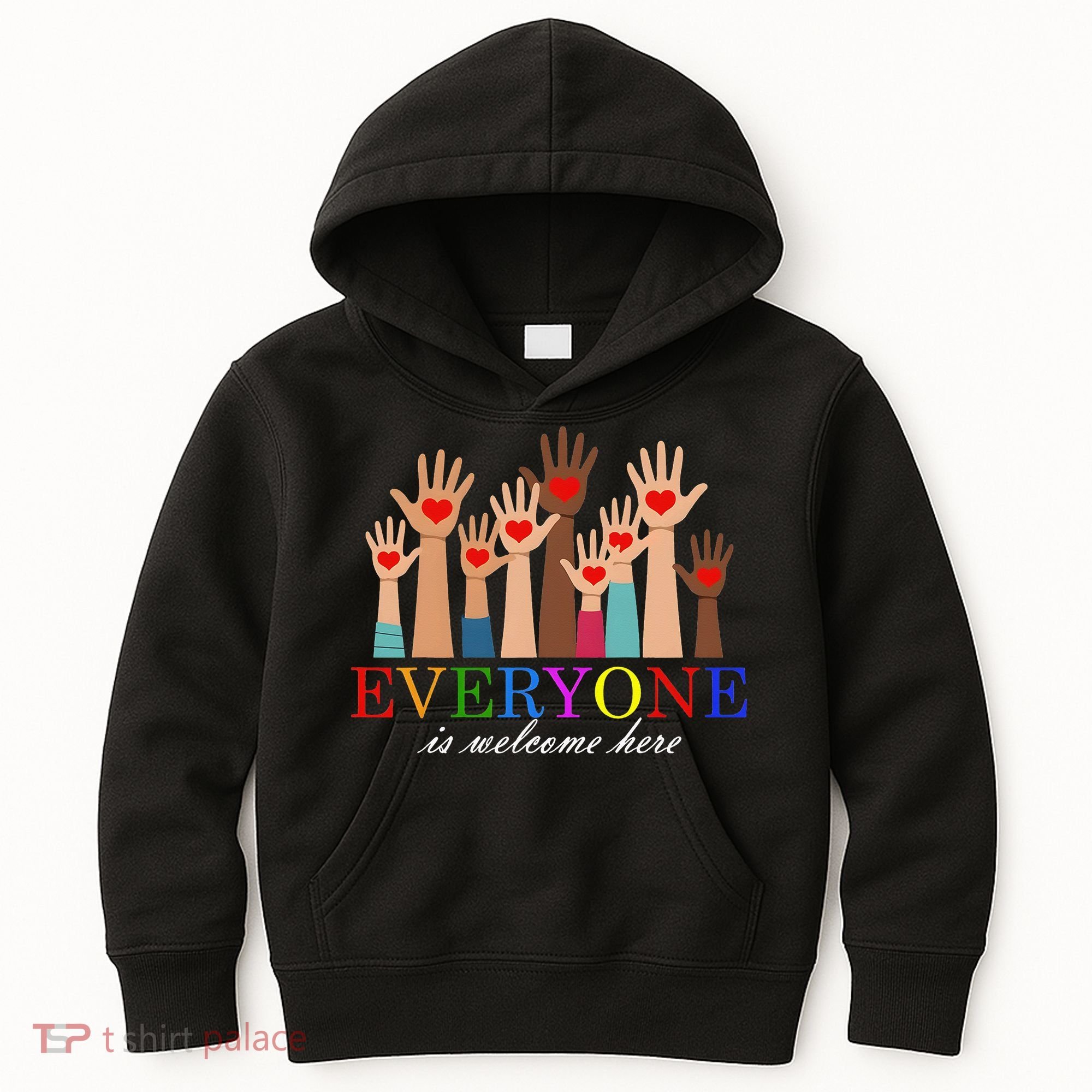 Everyone Is Welcome Here Idaho Teacher Support Lgbt Heart Kids Hoodie