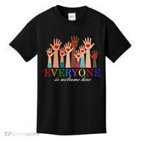 Everyone Is Welcome Here Idaho Teacher Support Lgbt Heart Kids T-Shirt thumb 0