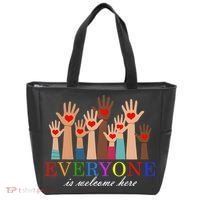 Everyone Is Welcome Here Idaho Teacher Support Lgbt Heart Tote Bag thumb 0