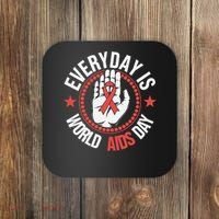 Everyday Is World Aids Day HIV AIDS Awareness Red Ribbon Coaster thumb 0