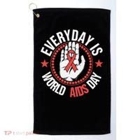 Everyday Is World Aids Day HIV AIDS Awareness Red Ribbon Golf Towel thumb 0