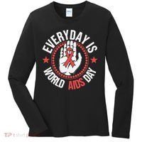Everyday Is World Aids Day HIV AIDS Awareness Red Ribbon Women's Long Sleeve Shirt thumb 0