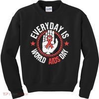 Everyday Is World Aids Day HIV AIDS Awareness Red Ribbon Kids Sweatshirt thumb 0