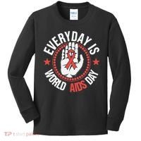 Everyday Is World Aids Day HIV AIDS Awareness Red Ribbon Kids Long Sleeve Shirt thumb 0