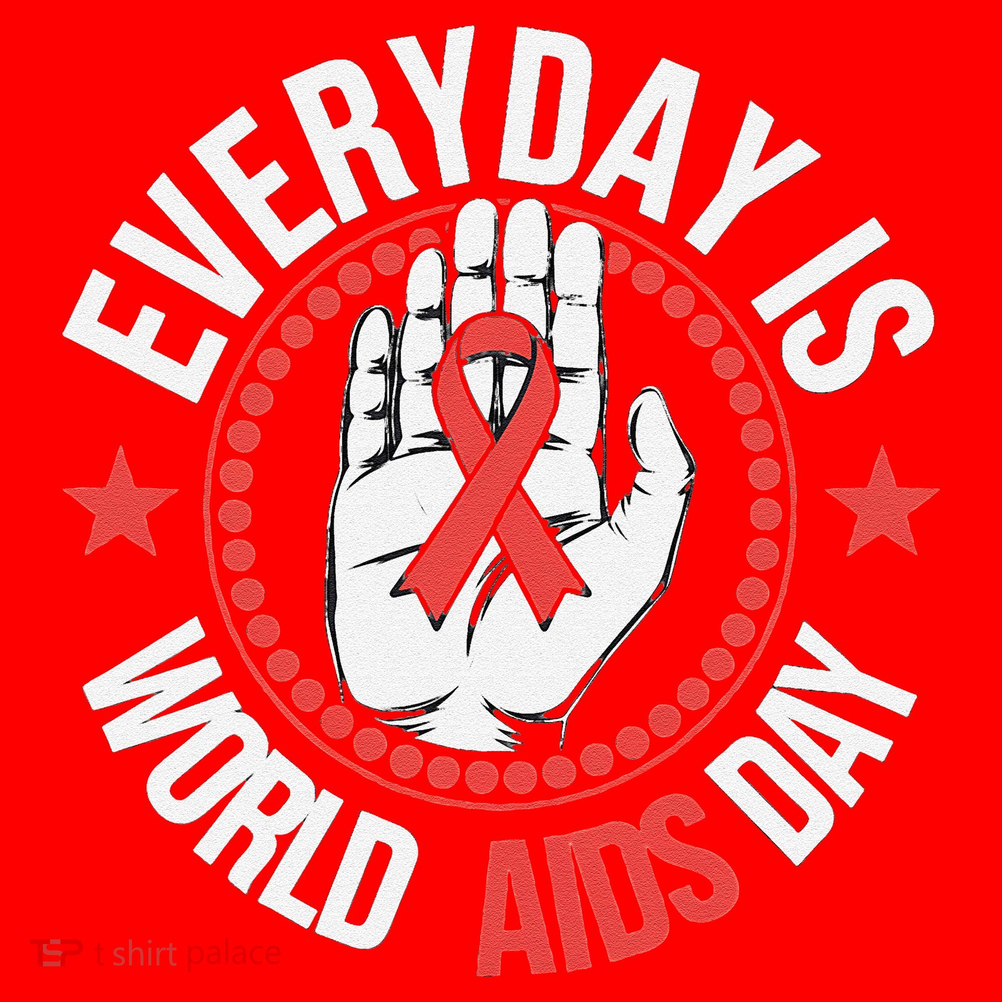 Everyday Is World Aids Day HIV AIDS Awareness Red Ribbon Santa Hat