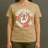 Everyday Is World Aids Day HIV AIDS Awareness Red Ribbon T-Shirt thumb 4