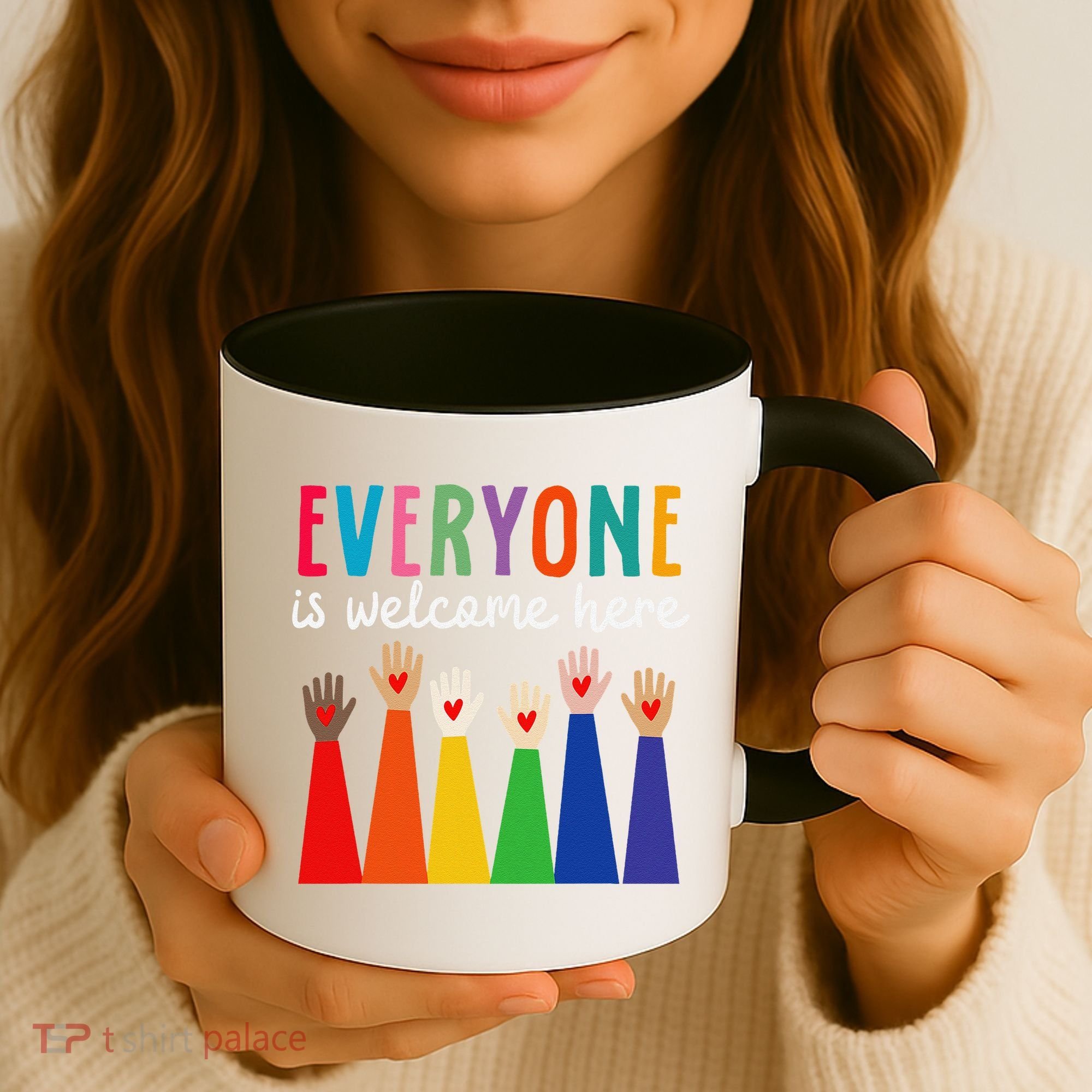 Everyone Is Welcome Here Idaho Teacher Coffee Mug