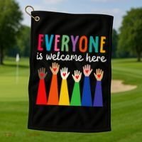 Everyone Is Welcome Here Idaho Teacher Golf Towel thumb 1