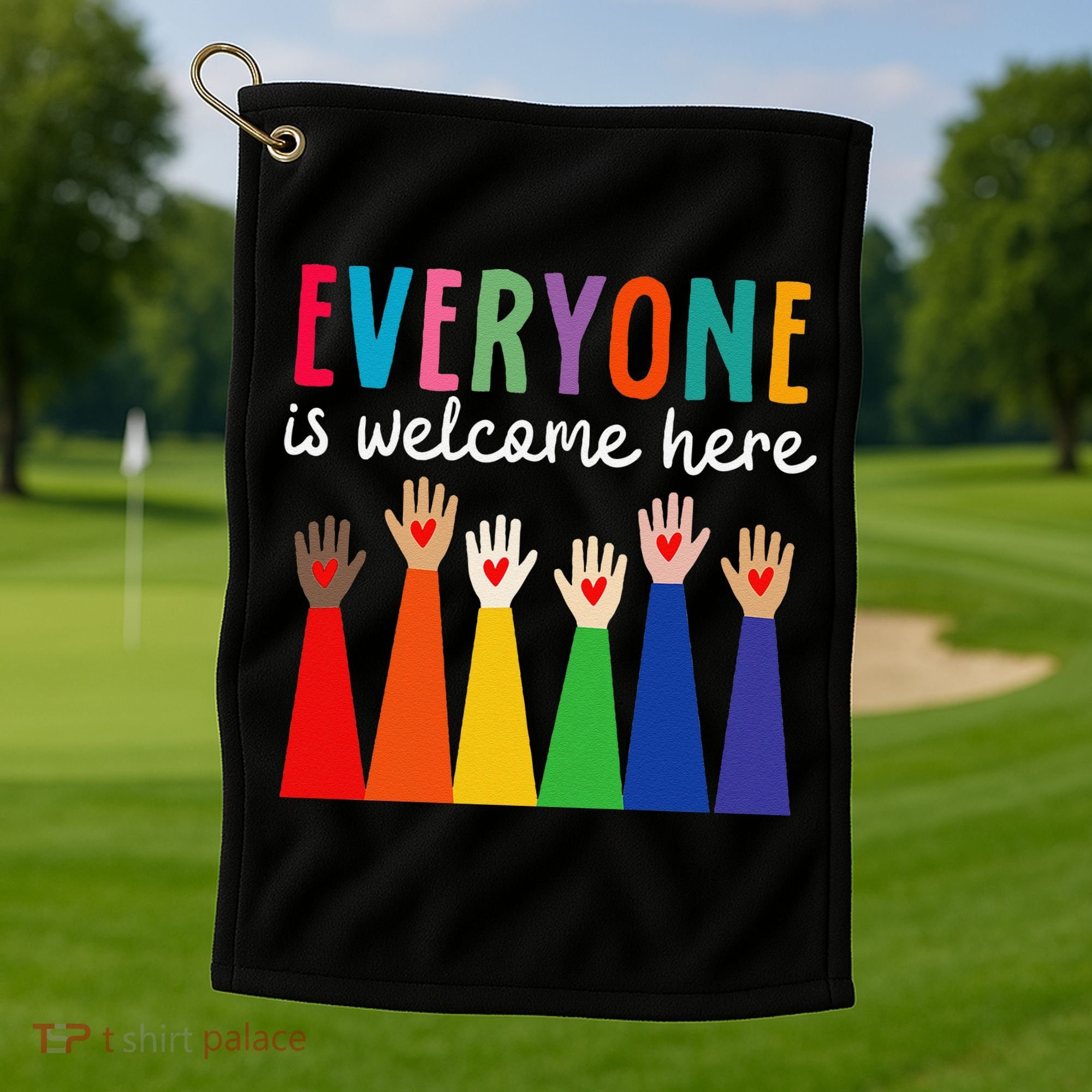 Everyone Is Welcome Here Idaho Teacher Golf Towel