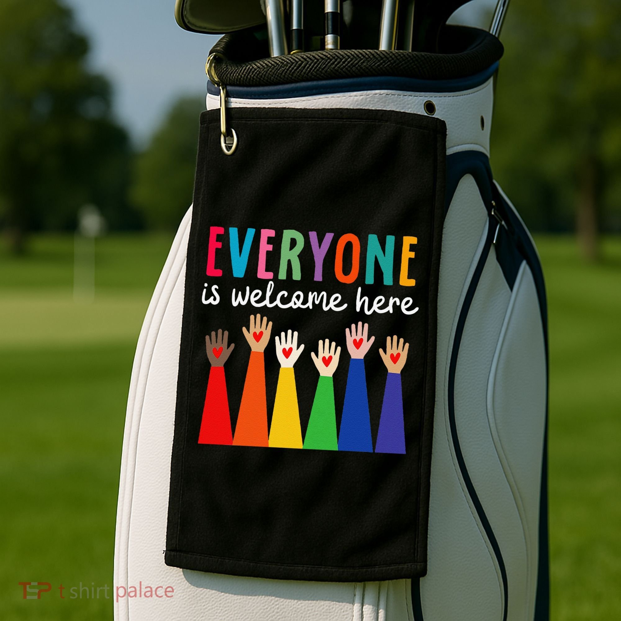Everyone Is Welcome Here Idaho Teacher Golf Towel