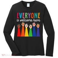 Everyone Is Welcome Here Idaho Teacher Women's Long Sleeve Shirt thumb 0