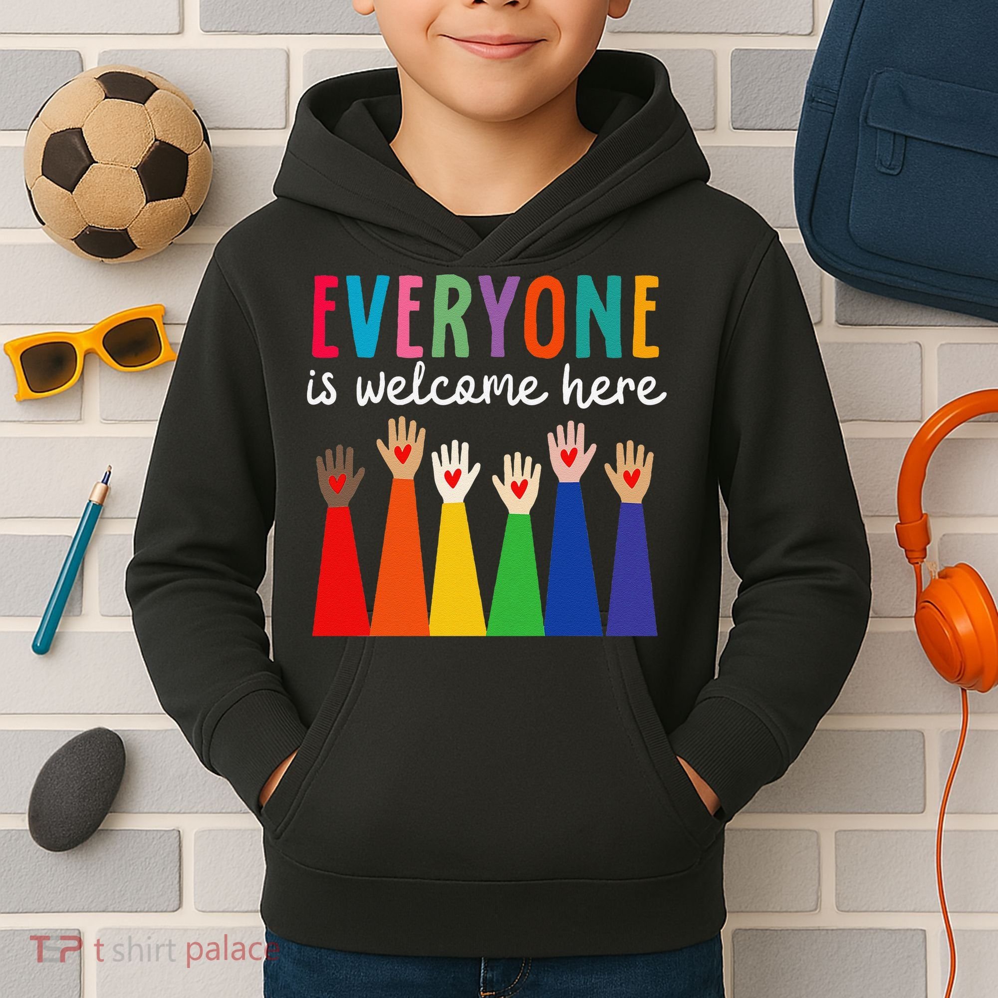 Everyone Is Welcome Here Idaho Teacher Kids Hoodie