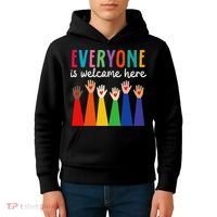 Everyone Is Welcome Here Idaho Teacher Kids Hoodie thumb 4