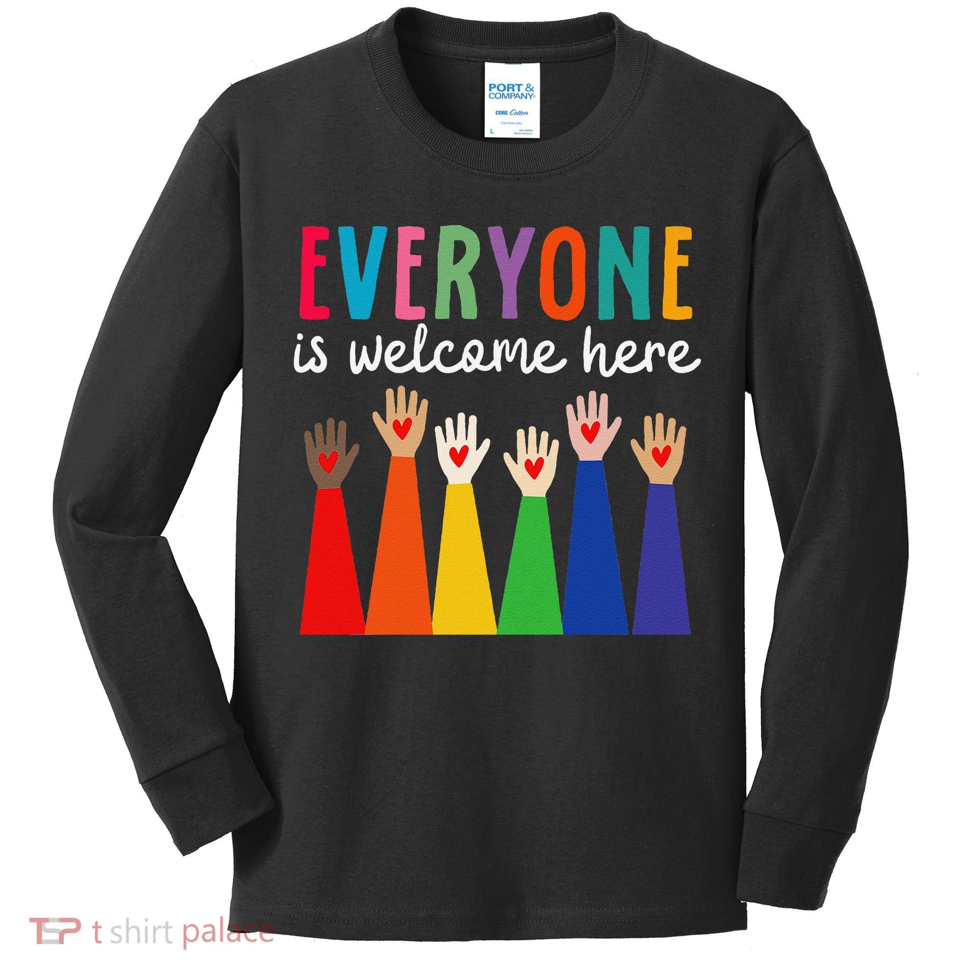 Everyone Is Welcome Here Idaho Teacher Kids Long Sleeve Shirt