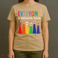 Everyone Is Welcome Here Idaho Teacher T-Shirt thumb 4