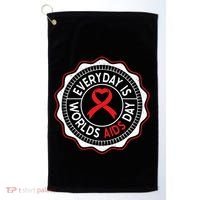 Everyday Is World Aids Day Hiv Aids Awareness Red Ribbon Gift Golf Towel thumb 0
