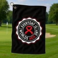 Everyday Is World Aids Day Hiv Aids Awareness Red Ribbon Gift Golf Towel thumb 1