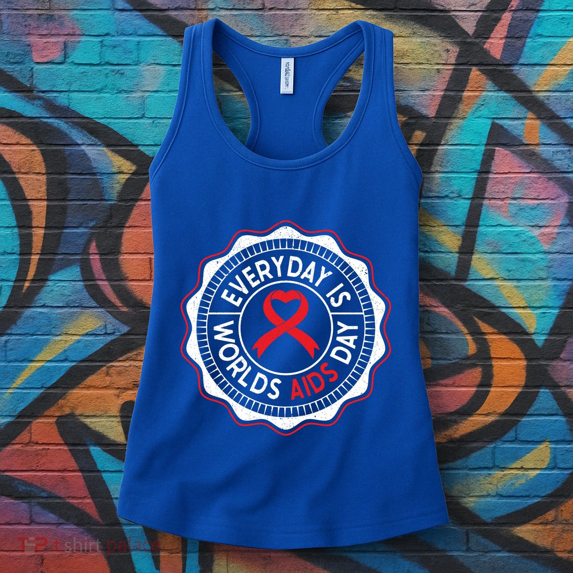 Everyday Is World Aids Day Hiv Aids Awareness Red Ribbon Gift Women's Tank Top