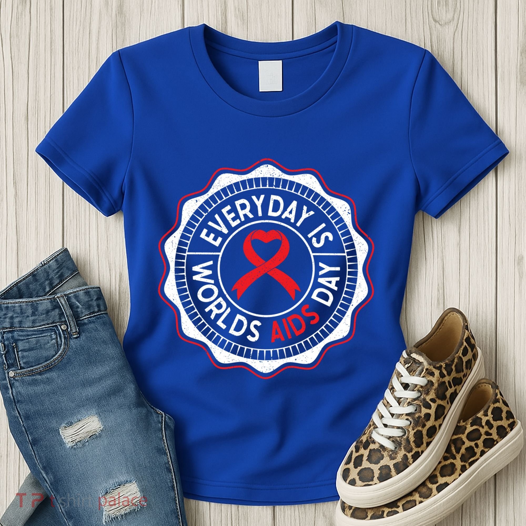 Everyday Is World Aids Day Hiv Aids Awareness Red Ribbon Gift Women's T-Shirt