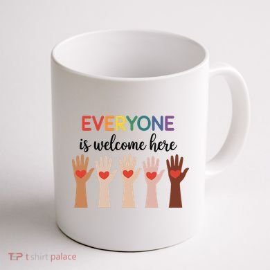 Everyone Is Welcome Here Idaho Teacher Coffee Mug back