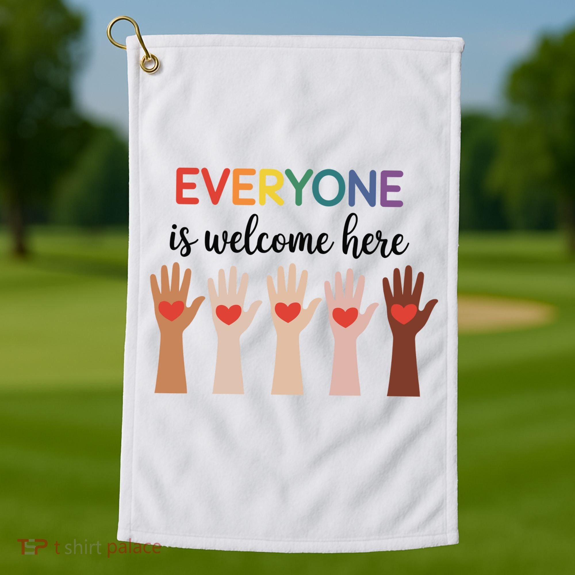 Everyone Is Welcome Here Idaho Teacher Golf Towel
