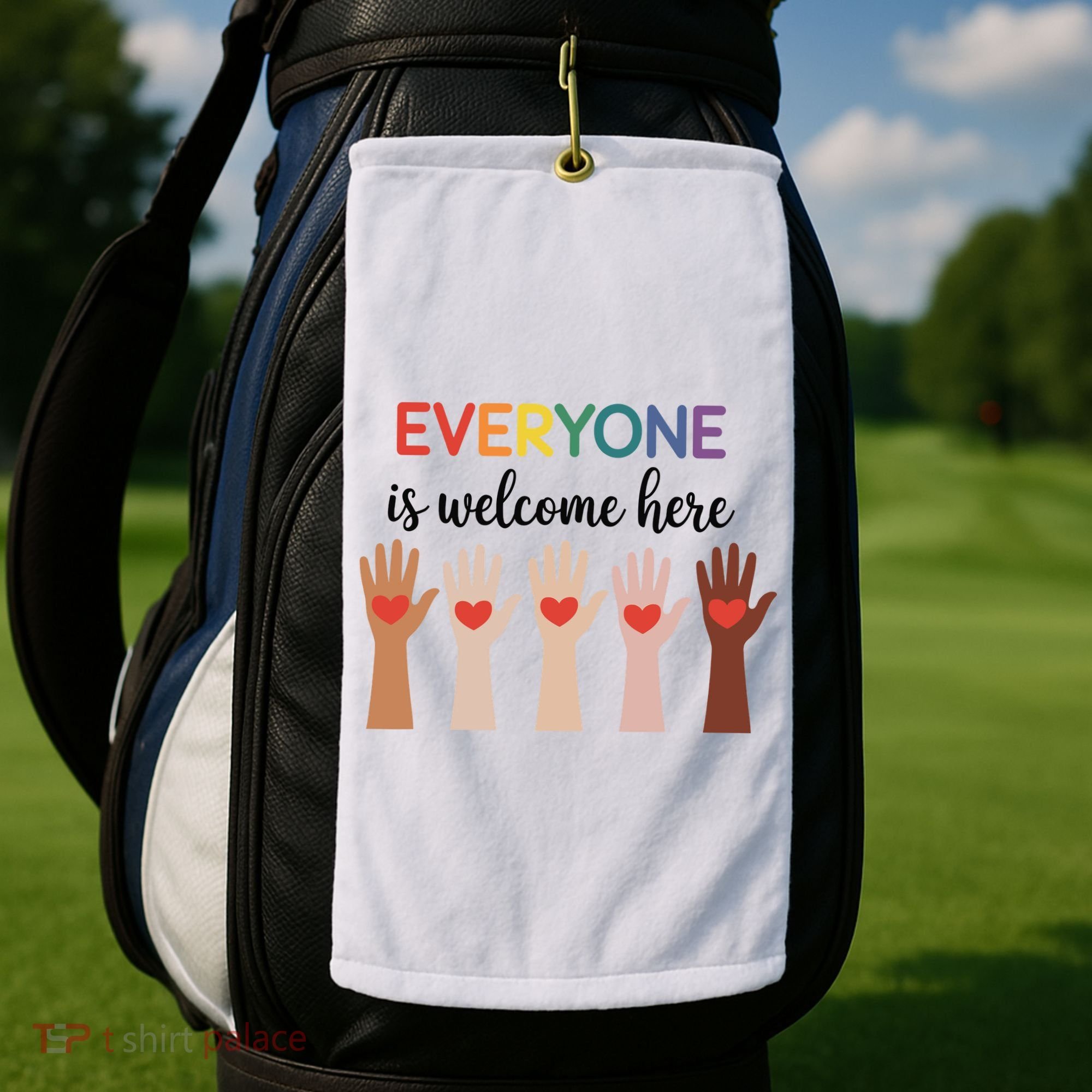 Everyone Is Welcome Here Idaho Teacher Golf Towel