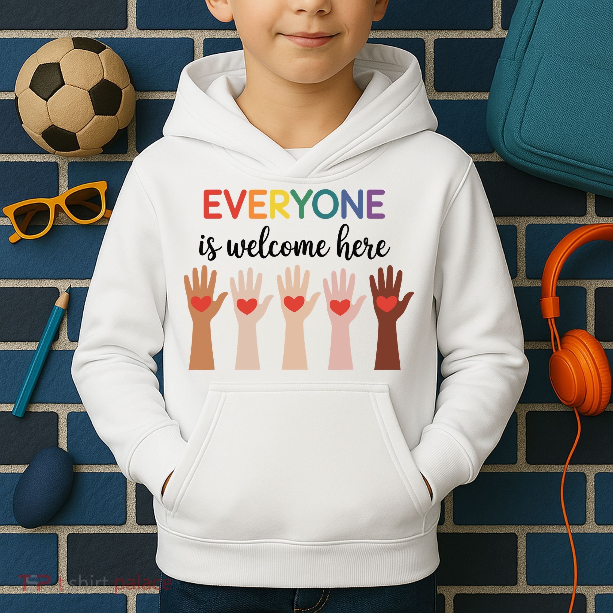Everyone Is Welcome Here Idaho Teacher Kids Hoodie