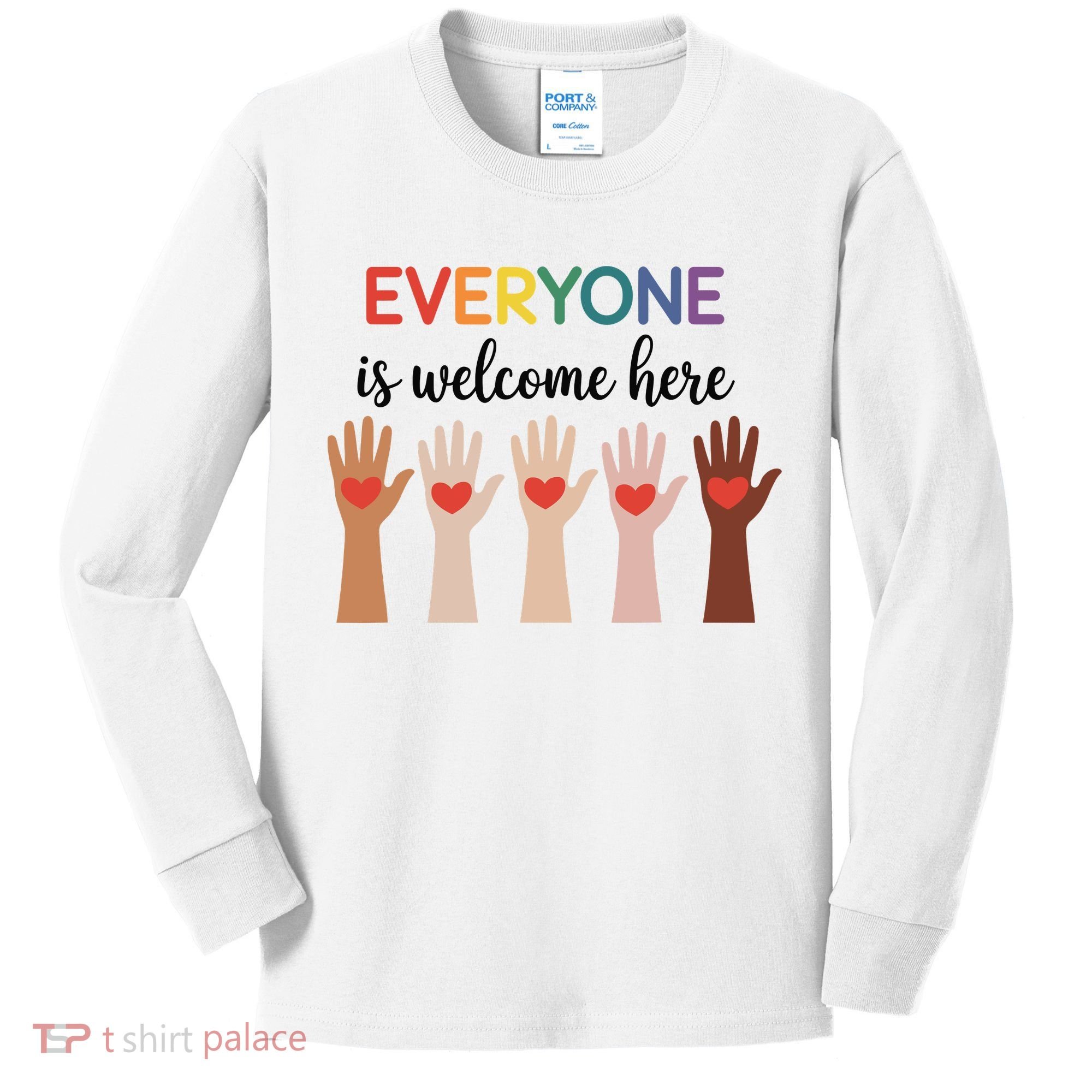 Everyone Is Welcome Here Idaho Teacher Kids Long Sleeve Shirt