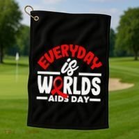 Everyday Is Worlds Aids Day Hiv Aids Awareness Golf Towel thumb 1