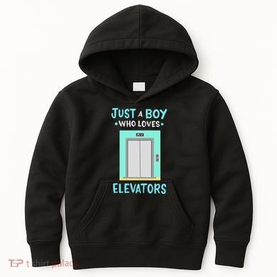 Elevator Just A Boy Who Loves Elevators Kids Hoodie