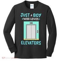 Elevator Just A Boy Who Loves Elevators Kids Long Sleeve Shirt thumb 0