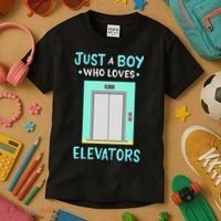 Elevator Just A Boy Who Loves Elevators Kids T-Shirt thumb 3