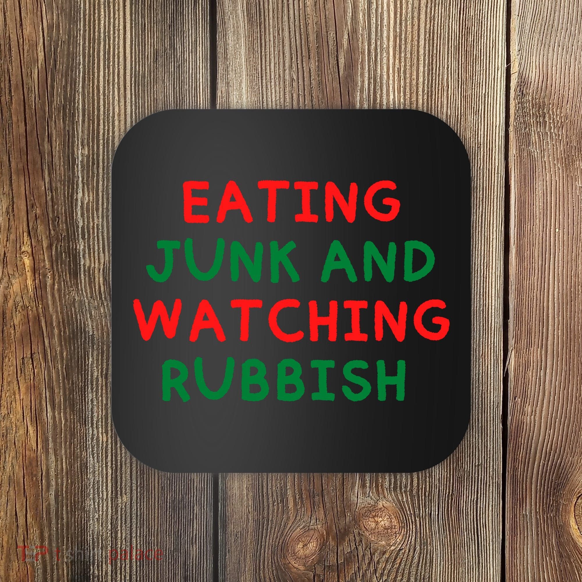 Eating Junk And Watching Rubbish Funny Christmas Coaster