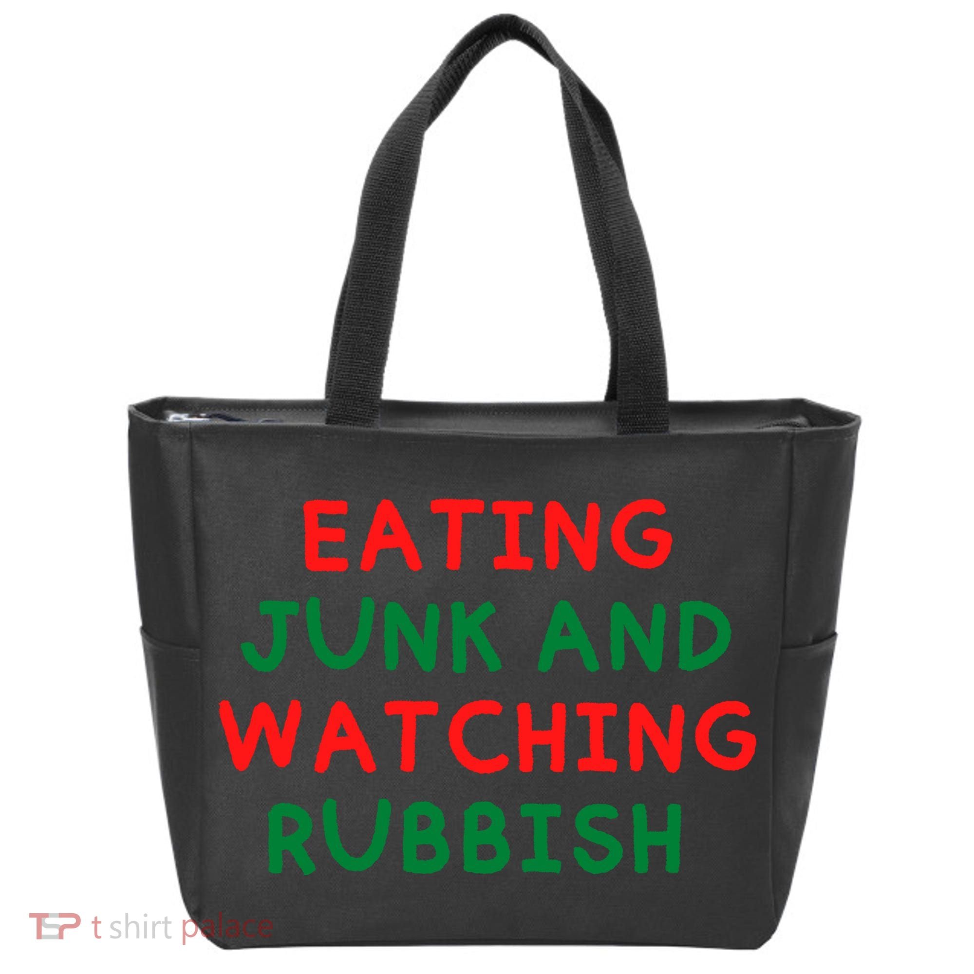Eating Junk And Watching Rubbish Funny Christmas Tote Bag