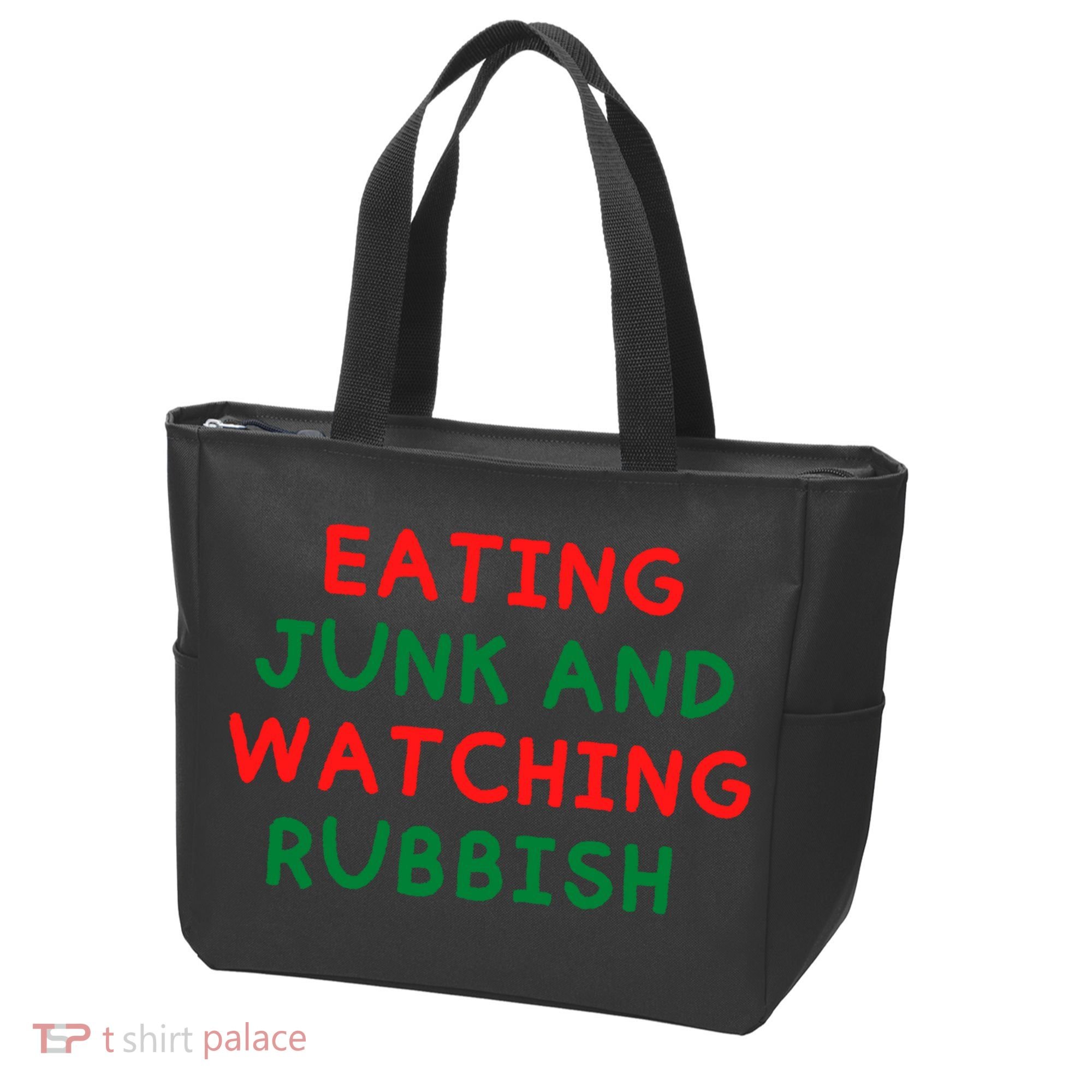 Eating Junk And Watching Rubbish Funny Christmas Tote Bag