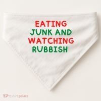 Eating Junk And Watching Rubbish Funny Christmas USA-Made Doggie Bandana thumb 0