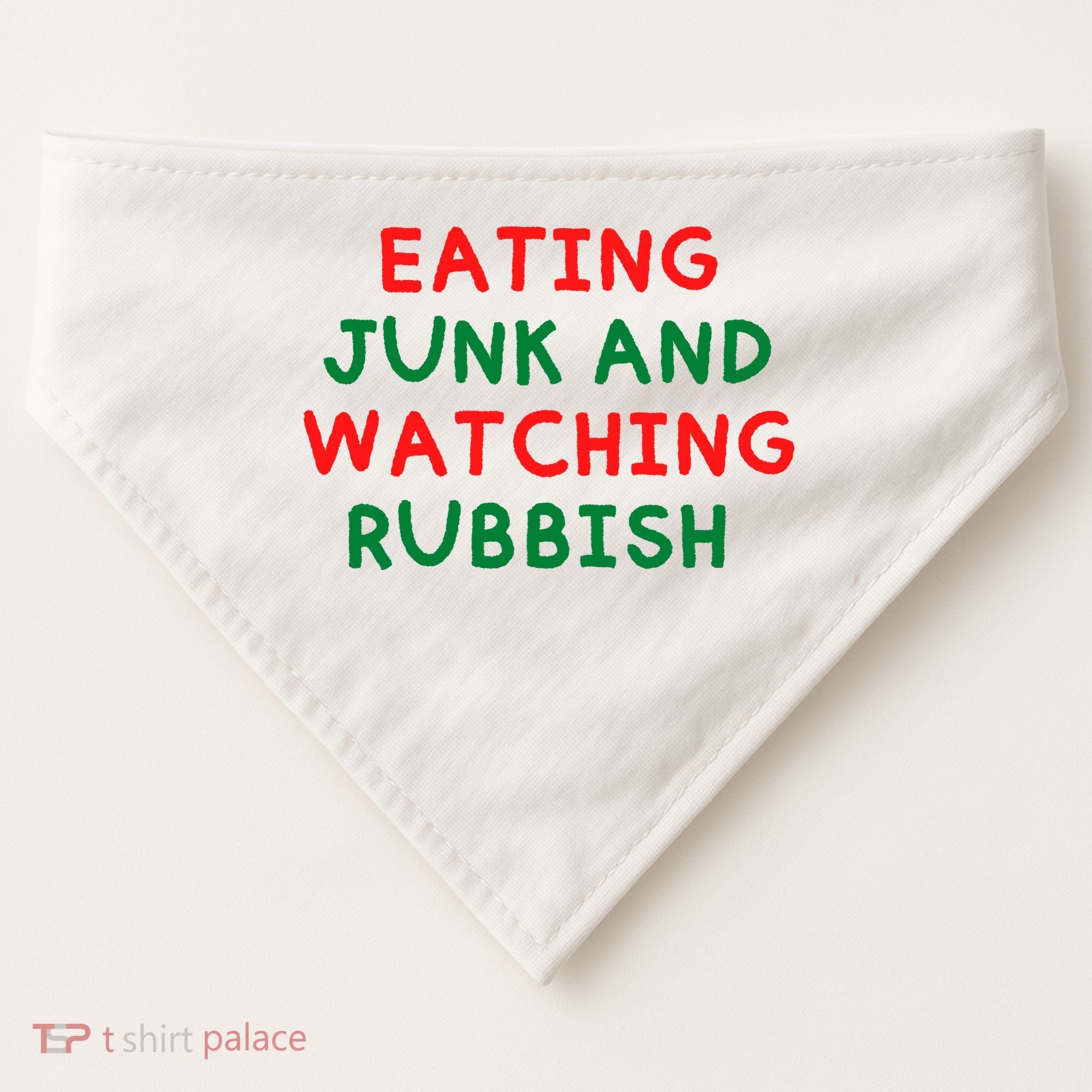 Eating Junk And Watching Rubbish Funny Christmas USA-Made Doggie Bandana