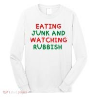 Eating Junk And Watching Rubbish Funny Christmas Long Sleeve Shirt thumb 0