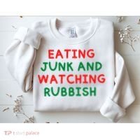 Eating Junk And Watching Rubbish Funny Christmas Sweatshirt thumb 2