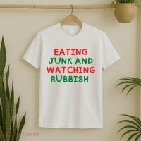 Eating Junk And Watching Rubbish Funny Christmas T-Shirt thumb 2