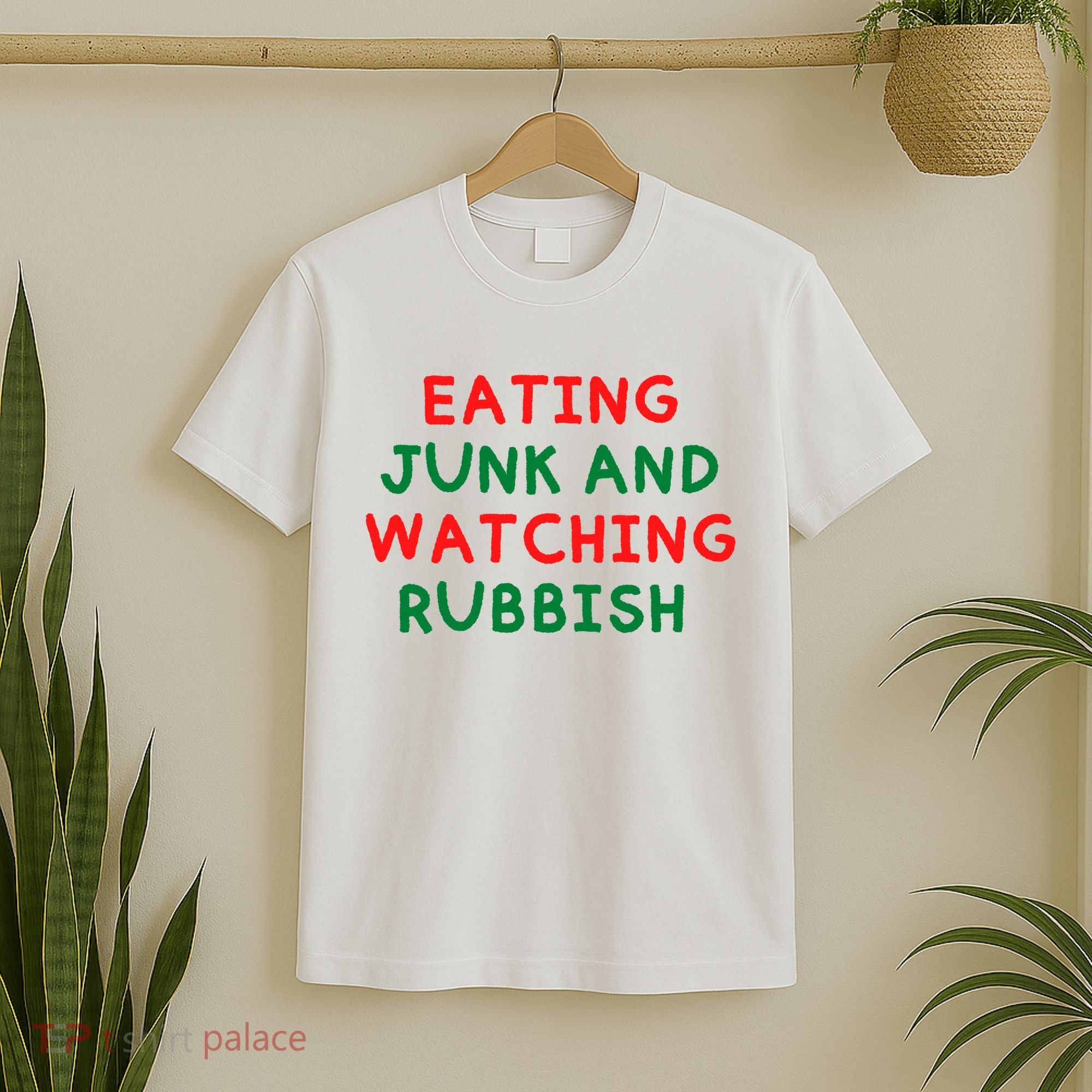 Eating Junk And Watching Rubbish Funny Christmas T-Shirt