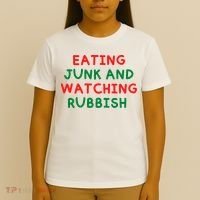 Eating Junk And Watching Rubbish Funny Christmas T-Shirt thumb 4