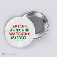 Eating Junk And Watching Rubbish Funny Christmas Button thumb 0