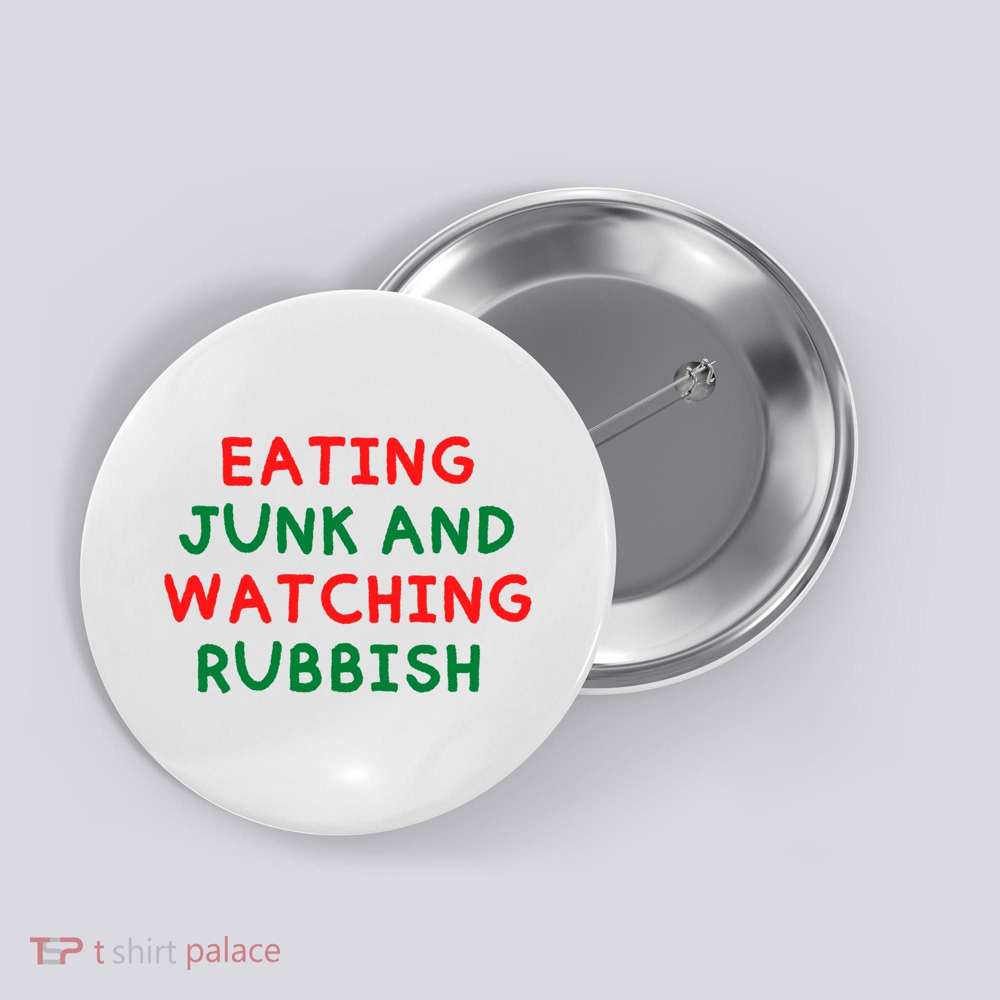 Eating Junk And Watching Rubbish Funny Christmas Button