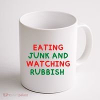 Eating Junk And Watching Rubbish Funny Christmas Coffee Mug thumb 1